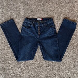 CAbi Mid Rise Dark Blue Women's size 4 Button fly straight leg jeans